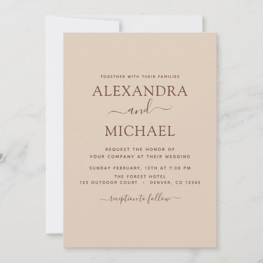 Invitation Terra Cotta Boho Mariage Moderne Simple (Devant)
