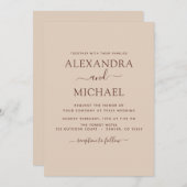 Invitation Terra Cotta Boho Mariage Moderne Simple (Devant / Derrière)