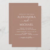 Invitation Terra Cotta Boho Mariage Moderne Simple (Devant / Derrière)