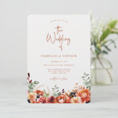 Invitation Terra Cotta Fall Floral Mariage (Debout devant)