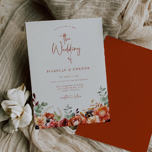 Invitation Terra Cotta Fall Floral Mariage
