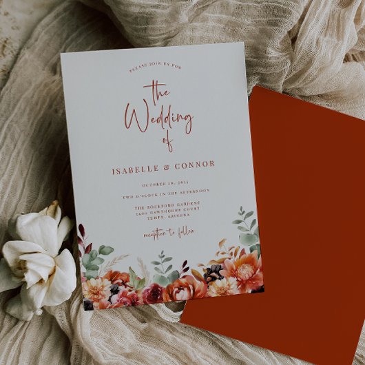 Invitation Terra Cotta Fall Floral Mariage