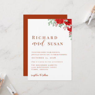 Invitation Terra Cotta Red Elegant Mariage Fleur
