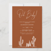 Invitation Terracota Baby Shower Cactus Ligne d'art Désert (Devant)
