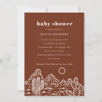 Terracota Baby shower Cactus Line Art Desert
