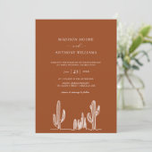 Invitation Terracota Cactus Line Art Mariage du désert (Debout devant)