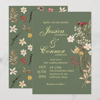 Invitation Terracota Coloré Fleur sauvage Mariage boho