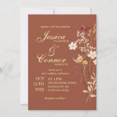 Invitation Terracota Coloré Fleur sauvage Mariage boho (Devant)