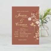 Invitation Terracota Coloré Fleur sauvage Mariage boho (Debout devant)