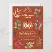 Invitation Terracotta 1er Anniversaire Citrouille, Feuille (Devant)
