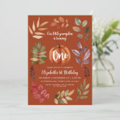 Invitation Terracotta 1er Anniversaire Citrouille, Feuille (Debout devant)