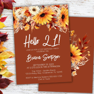 Invitation Terracotta 21e anniversaire automne floral