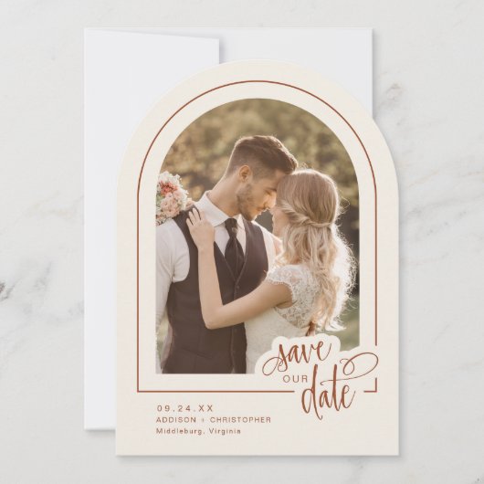 Invitation Terracotta 2 Photo Script Mariage Enregistrer la d (Devant)