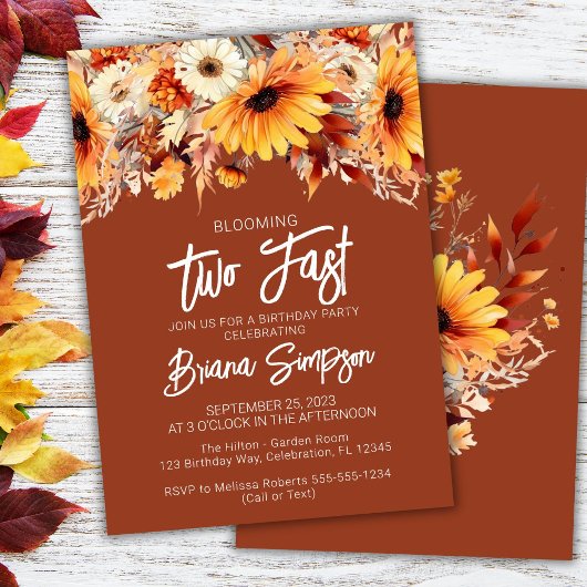 Invitation Terracotta 2e anniversaire automne floral