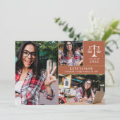 Invitation Terracotta 3 Photo Law School Graduation Party (Debout devant)