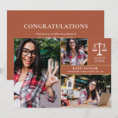 Invitation Terracotta 3 Photo Law School Graduation Party (Devant / Derrière)