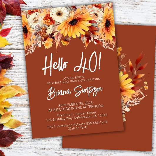 Invitation Terracotta 40e anniversaire automne floral