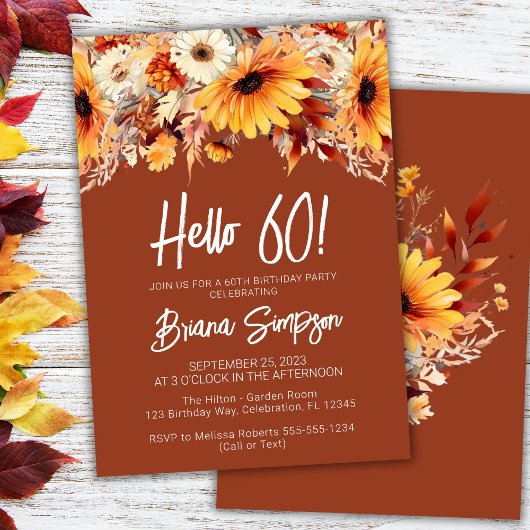 Invitation Terracotta 60e anniversaire automne floral
