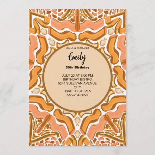 Invitation Terracotta Abstract Pattern Modern Brushstroke (Devant)