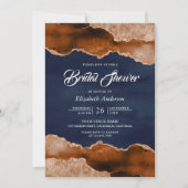 Invitation Terracotta Agate Marble Navy Blue Bridal Shower (Devant)