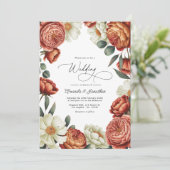 Invitation Terracotta and Cream Watercolor Floral Wedding (Debout devant)