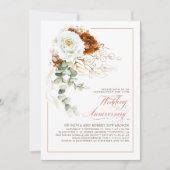 Invitation Terracotta and White Floral Wedding Anniversary (Devant)