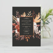 Invitation Terracotta Aquarelle Black Fall Floral Mariage (Debout devant)