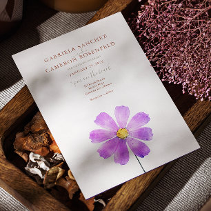 Invitation Terracotta Aquarelle Boho Floral Daisy Mariage