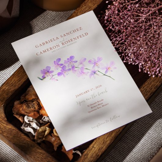 Invitation Terracotta Aquarelle Boho Floral Orchidées Mariage