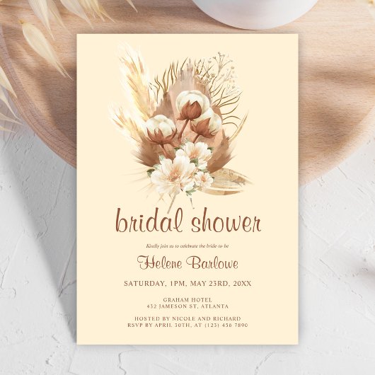 Invitation Terracotta Aquarelle Floral Boho Fête des mariées