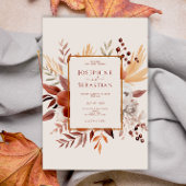 Invitation Terracotta Aquarelle Rustique Automne Mariage Flor