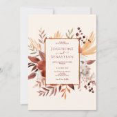 Invitation Terracotta Aquarelle Rustique Automne Mariage Flor (Devant)