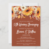 Invitation Terracotta automnal floral 50e anniversaire de mar (Devant)