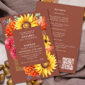 Invitation Terracotta Automne Aquarelle Florale QR Code