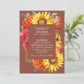 Invitation Terracotta Automne Aquarelle Florale QR Code (Debout devant)