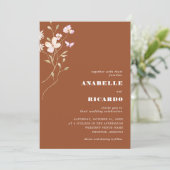 Invitation Terracotta Automne Fleur sauvage Photo QR Code Mar (Debout devant)