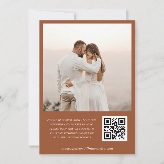 Invitation Terracotta Automne Fleur sauvage Photo QR Code Mar (Dos)