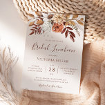 Invitation Terracotta Automne Floral Boho Automne Bridal Déje<br><div class="desc">Des invitations à déjeuner nuptiales de style bohème moderne avec des fleurs d'aquarelle et des feuilles de chute dans les tons terreux comme rouille,  orange brûlé et terre cuite. Un choix parfait pour les mariages d'automne.</div>