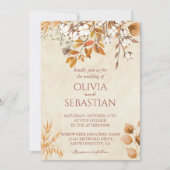 Invitation Terracotta Automne quitte Boho Mariage de automne (Devant)