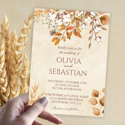 Invitation Terracotta Automne quitte Boho Mariage de automne