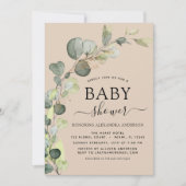 Invitation Terracotta Baby shower Verdure Eucalyptus (Devant)