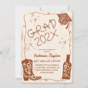 Invitation Terracotta Beige Rustique Occidental Diplôme