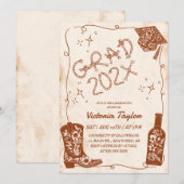 Invitation Terracotta Beige Rustique Occidental Diplôme (Devant / Derrière)