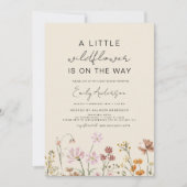 Invitation Terracotta Beige Un Peu Baby shower Fleur sauvage (Devant)