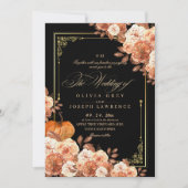 Invitation Terracotta Black Floral Boho Rustique Mariage I (Devant)