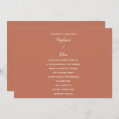 Invitation Terracotta blanche classique minimaliste Mariage (Devant / Derrière)