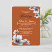 Invitation Terracotta Bleu Floral Chic Anémonique Mariage d'a (Debout devant)