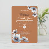 Invitation Terracotta Bleu Floral Chic Anémonique Mariage d'a (Debout devant)