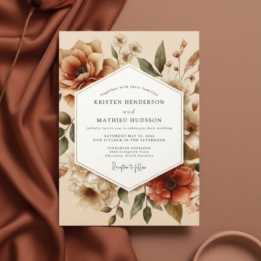 Invitation Terracotta Bloom Autumn Romance Wedding