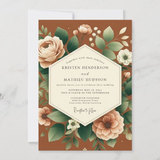 Invitation Terracotta Bloom Autumn Wedding (Devant)